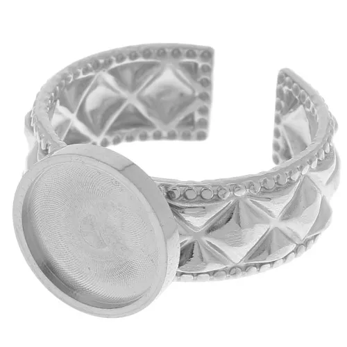 Anillo texturizado ajustable para cabujón de fondo plano de 10 mm - acero inoxidable 304 x1