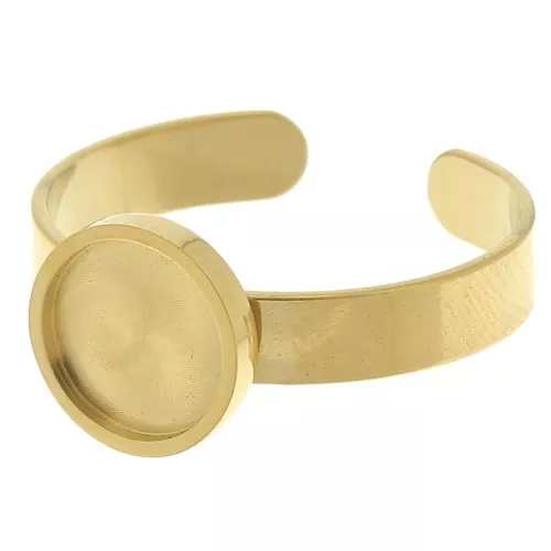 Anillo fino ajustable para cabujón de fondo plano de 8 mm - Acero inoxidable 304 Oro x1