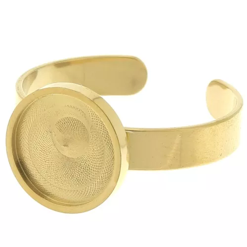 Anillo fino ajustable para cabujón de fondo plano de 10 mm - Acero inoxidable 304 Oro x1