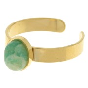 Anillo fino ajustable para cabujón de fondo plano de 8x6 mm - Acero inoxidable 304 Oro x1