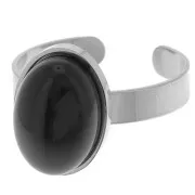 Anillo fino ajustable para cabujón de fondo plano de 14x10 mm - Acero inoxidable 304 x1