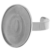 Anillo fino ajustable para cabujón de fondo plano de 18x13 mm - Acero inoxidable 304 x1