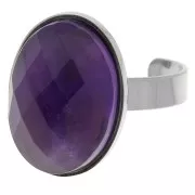 Anillo fino ajustable para cabujón de fondo plano de 18x13 mm - Acero inoxidable 304 x1