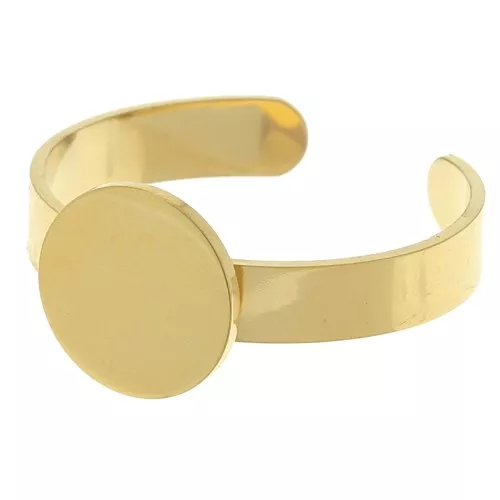 Anillo de bandeja ajustable para cabujón de fondo plano de 10 mm - Acero inoxidable 304, chapado en oro