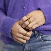 Anillo de eslabones grandes - Ajustable - Acero inoxidable dorado 304 x1