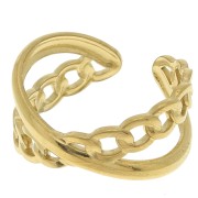 Anillo de cadena en forma de cruz - Ajustable - Acero inoxidable 304 Dorado x1