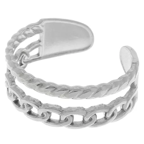 Anillo ancho de varias filas - ajustable - efecto de cadena - Acero inoxidable 304 x1