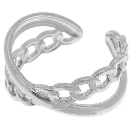 Anillo de cadena en forma de cruz - Ajustable - Acero inoxidable 304 x1