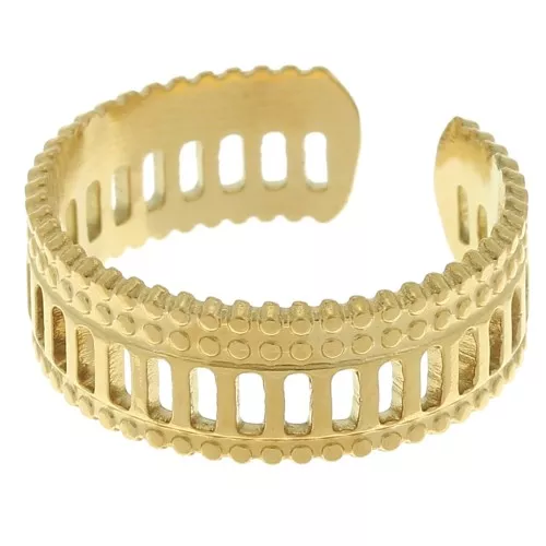 Anillo de fantasía - efecto encaje calado - Acero inoxidable 304 Oro x1