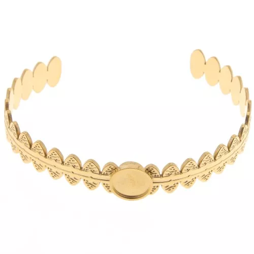 Pulsera étnica ajustable 11x160mm para cabujón de 10 mm - Acero inoxidable 304 ORO