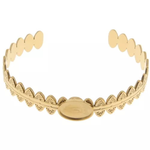 Pulsera étnica ajustable 11x160mm - cabujón 14x10 mm - Acero inoxidable 304 ORO