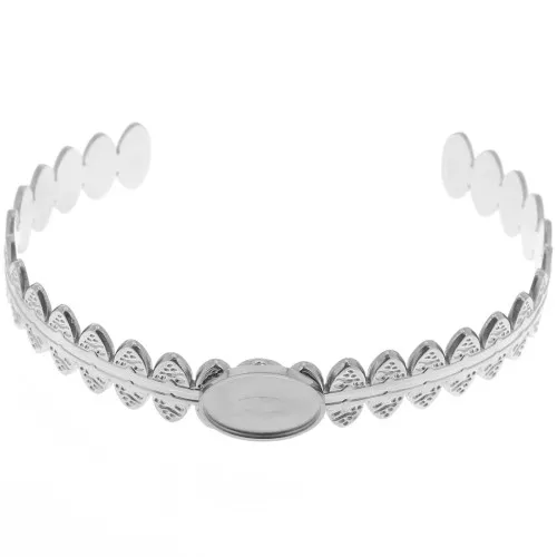 Pulsera étnica ajustable 11x160 mm para cabujón 14x10 mm - Acero inoxidable 304