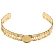 Pulsera calada efecto encaje - ajustable 12x155 mm para cabujón de 10 mm - Acero inoxidable 304 ORO|raw }}