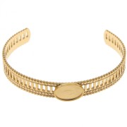 Pulsera calada efecto encaje - ajustable 12x155 mm - cabujón 14x10 mm - Acero inoxidable 304 ORO