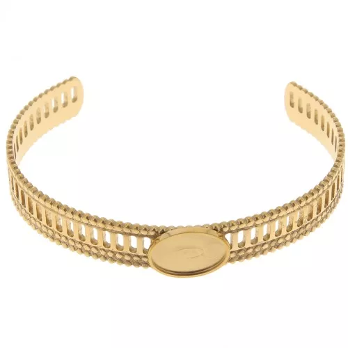 Pulsera calada efecto encaje - ajustable 12x155 mm - cabujón 14x10 mm - Acero inoxidable 304 ORO