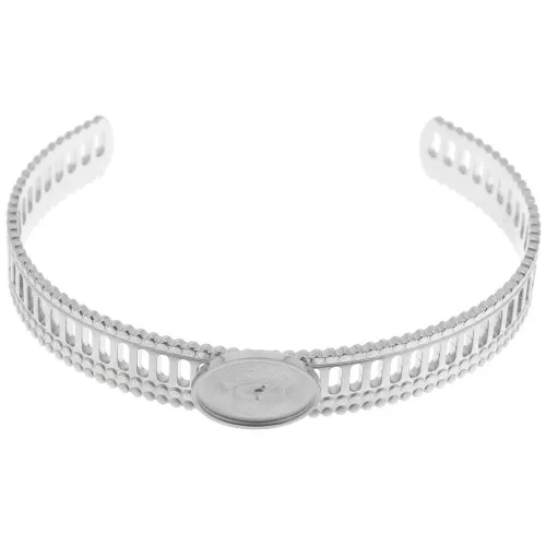 Pulsera calada efecto encaje - ajustable 12x155 mm para cabujón 14x10 mm - Acero inoxidable 304