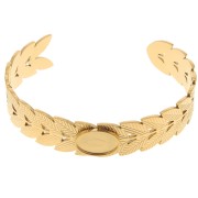Pulsera hoja de laurel ajustable 15x160 mm - cabujón 14x10mm - Acero inoxidable 304 ORO|raw }}