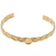 Bracelet jonc tressé réglable 8x160 mm pour cabochon 8 mm - Acier inox 304 Doré