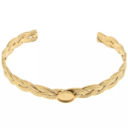 Pulsera trenzada ajustable 8x160 mm para cabujón 8x6 mm - Acero inoxidable 304 ORO