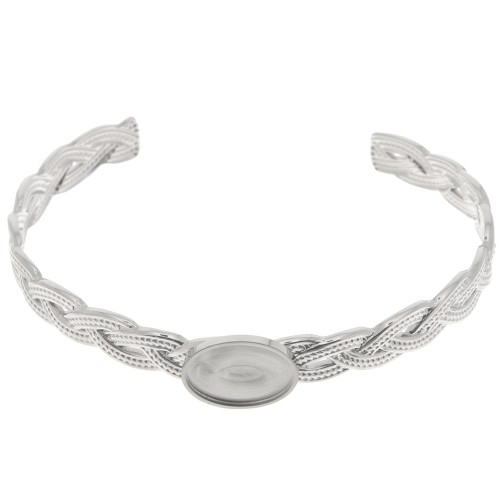 Pulsera trenzada ajustable 8x160mm para cabujón 14x10 mm - Acero inoxidable 304