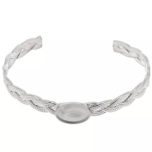 Pulsera trenzada ajustable 8x160mm para cabujón 14x10 mm - Acero inoxidable 304