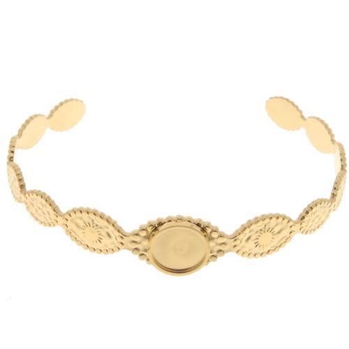 Pulsera ovalada - ajustable 12x155 mm para cabujón de 10 mm - Acero inoxidable 304 ORO
