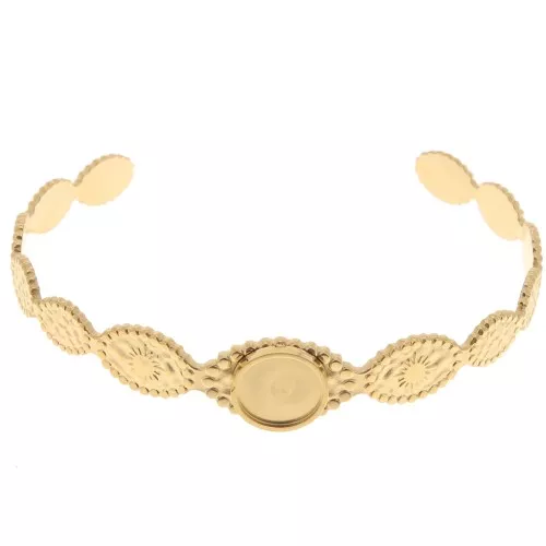 Pulsera ovalada - ajustable 12x155 mm para cabujón de 10 mm - Acero inoxidable 304 ORO