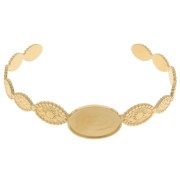 Pulsera motivo sol ovalado - ajustable - 12x155 mm - cabujón 18x13 mm - Acero inoxidable 304 ORO|raw }}