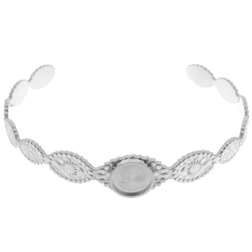 Pulsera sol sol - ajustable 12x155 mm para cabujón de 10 mm - Acero inoxidable 304