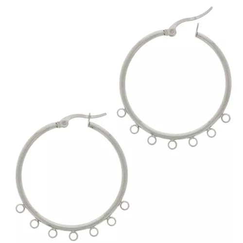 Pendientes de 34 mm con 7 anillos cerrados - Acero inoxidable 201 x2
