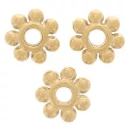 Cuentas espaciadoras de 6 mm de flor - Acero inoxidable dorado 304L x10