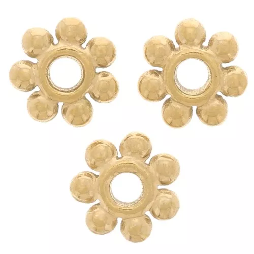Cuentas espaciadoras de 6 mm de flor - Acero inoxidable dorado 304L x10