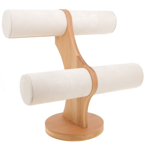 Joyero - Expositor para pulseras 24x24 cm bambú et suédine Beige