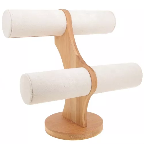 Joyero - Expositor para pulseras 24x24 cm bambú et suédine Beige
