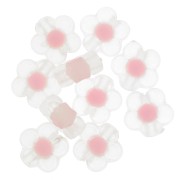 Cuentas florales 12,5 mm - Transparente - Rosa Pastel x10|raw }}