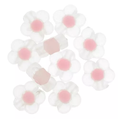 Cuentas florales 12,5 mm - Transparente - Rosa Pastel x10