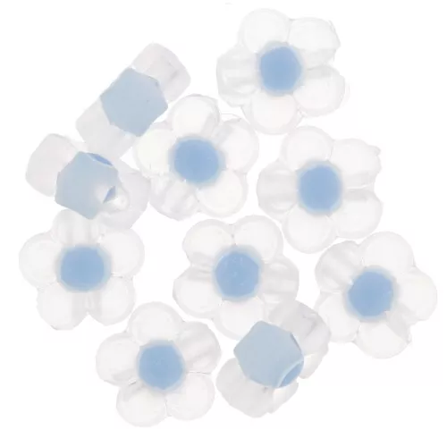 Cuentas de flor12,5 mm - Transparente - Azul Pastel x10