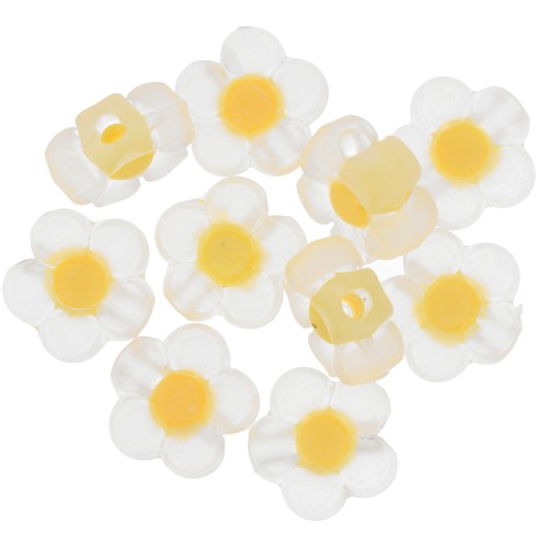 Cuentas florales12,5 mm - Transparente - Amarillo claro x10