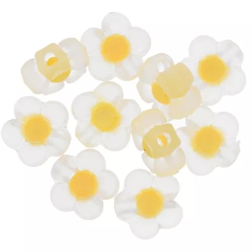 Cuentas florales12,5 mm - Transparente - Amarillo claro x10