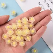 Cuentas florales12,5 mm - Transparente - Amarillo claro x10