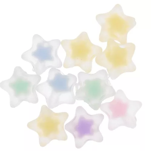 Juego de cuentas de estrella 11 mm - Transparente - Multicolor Pastel x10
