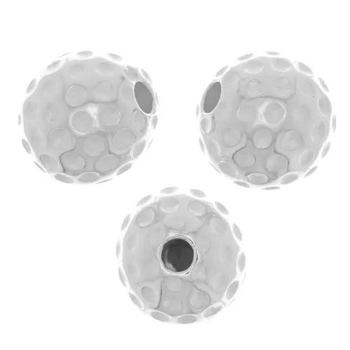 Cuenta de bola de golf redonda de 10 mm - Plateada x1