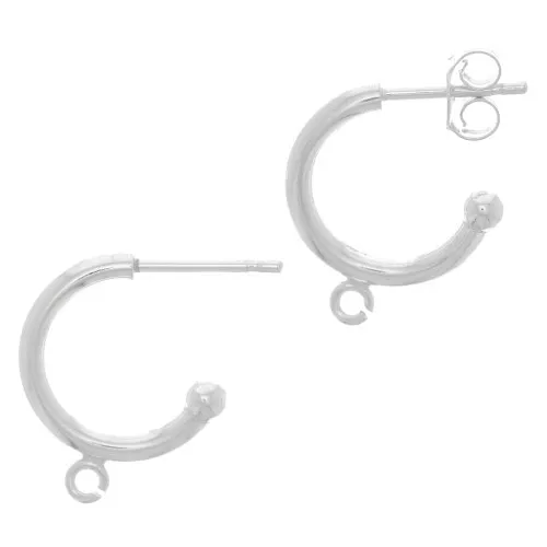 Pendientes de aro abierto con anilla 15 mm - Plata 925 x2