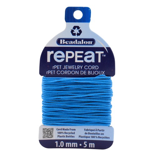 Cordón trenzado RePEaT de poliéster reciclado 1 mm - Azul claro x5m