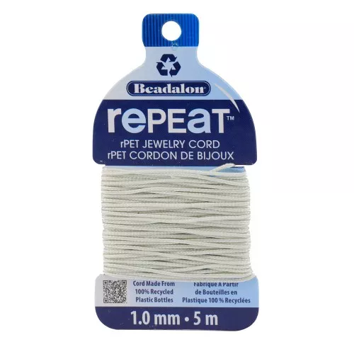 Cordón trenzado RePEaT de poliéster reciclado 1 mm - Crudo x5m