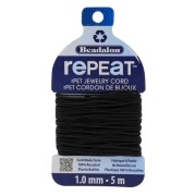 Cordón trenzado RePEaT de poliéster reciclado de 1 mm - Negro x5m