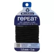 Cordón trenzado RePEaT de poliéster reciclado de 1 mm - Negro x5m