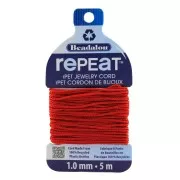 Cordón trenzado RePEaT de poliéster reciclado de 1 mm - Rojo x5m