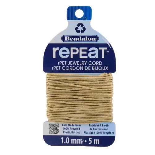 Cordón trenzado RePEaT de poliéster reciclado 1 mm - Arena x5m