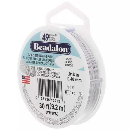 Alambre de 49 hilos de 0,46 mm - Acero inoxidable - Blanco x9,2m